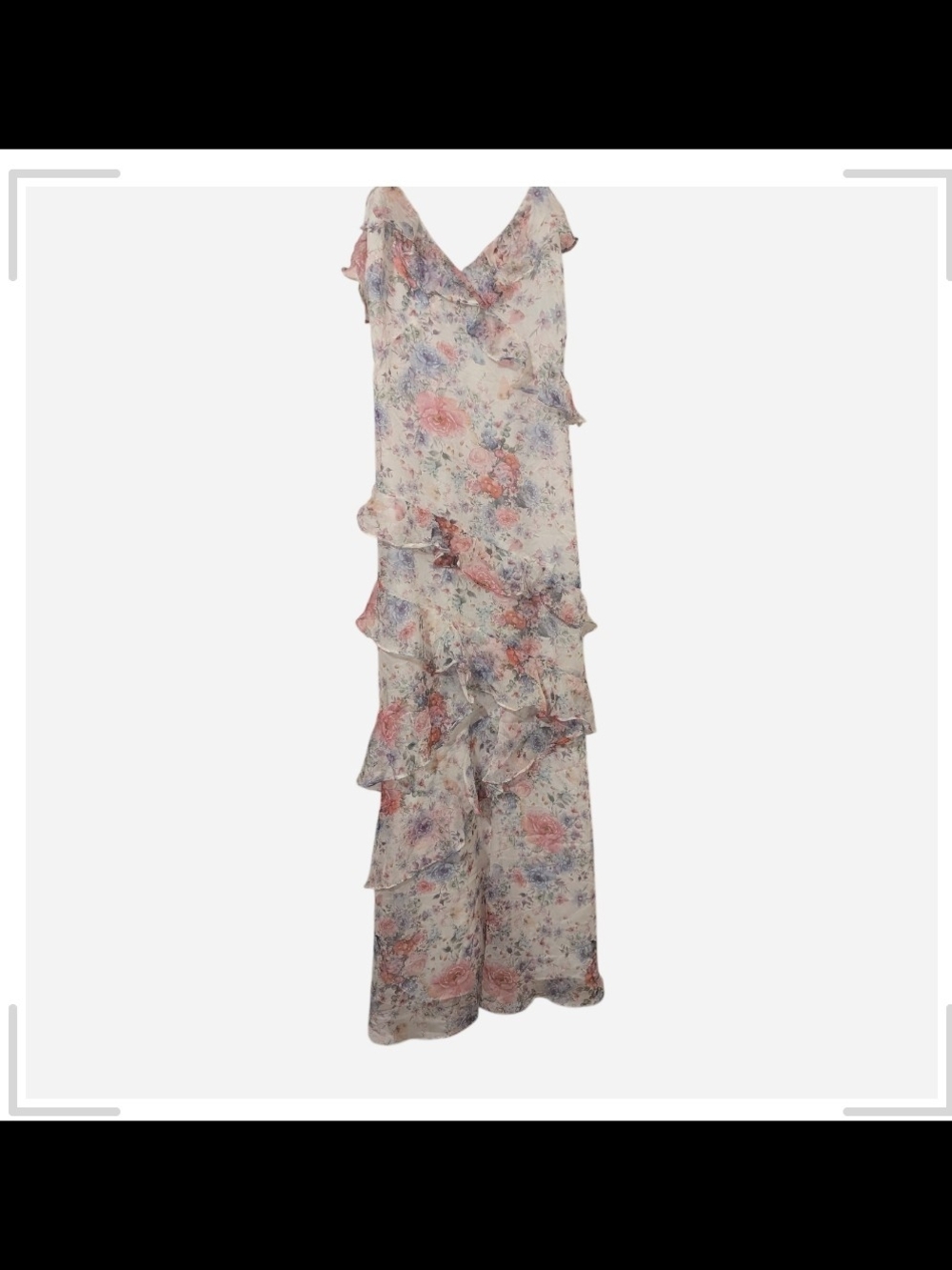 Storia Floral Ruffle Maxi Dress - Pink, Blue, White - Picture 3 of 8